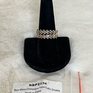 Bomb Party Champagne Topaz & CZ Stackable Rings Size 9
